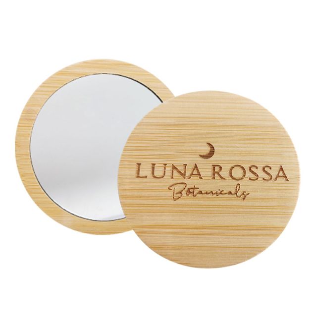 Custom Bamboo Round Compact Travel Mirror
