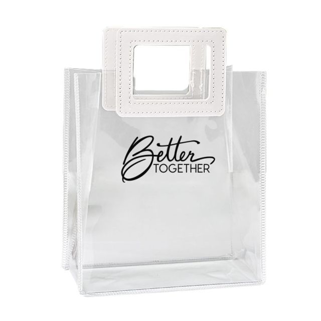 Custom Clear PVC Tote Bag w/ PU Handles - 7.1''w x 7.9''h x 4''d