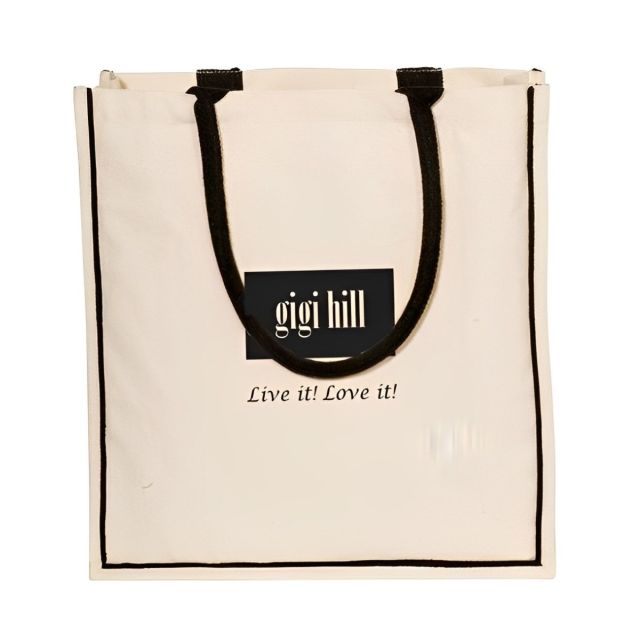 Custom Cotton Nantucket Shopping Tote Bag - 15"w x 15.75"h x 6"d