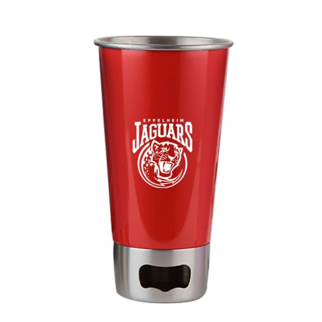 Custom Stainless Steel Pint Glasses w/ Bottle Opener - 17 oz.