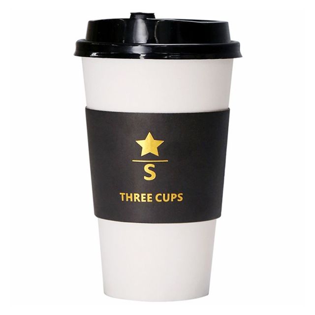 Custom Foil Stamp White Corrugated Coffee Sleeves