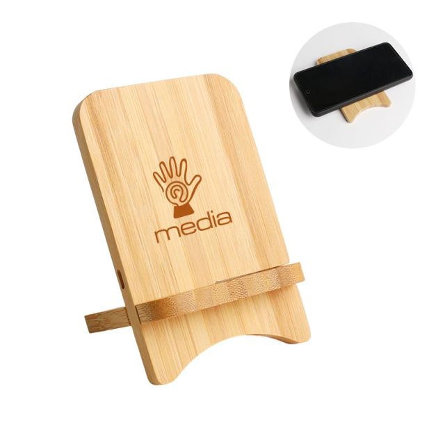 Custom Fun Bamboo Wireless Charger Stand - 15W