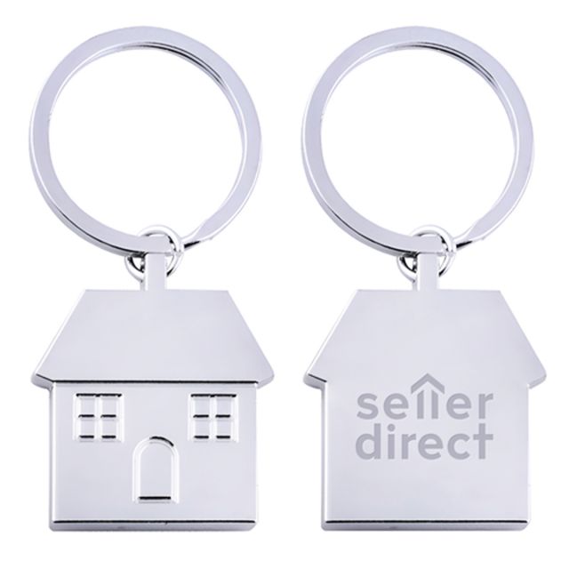 Custom Silver House Shaped Keychain