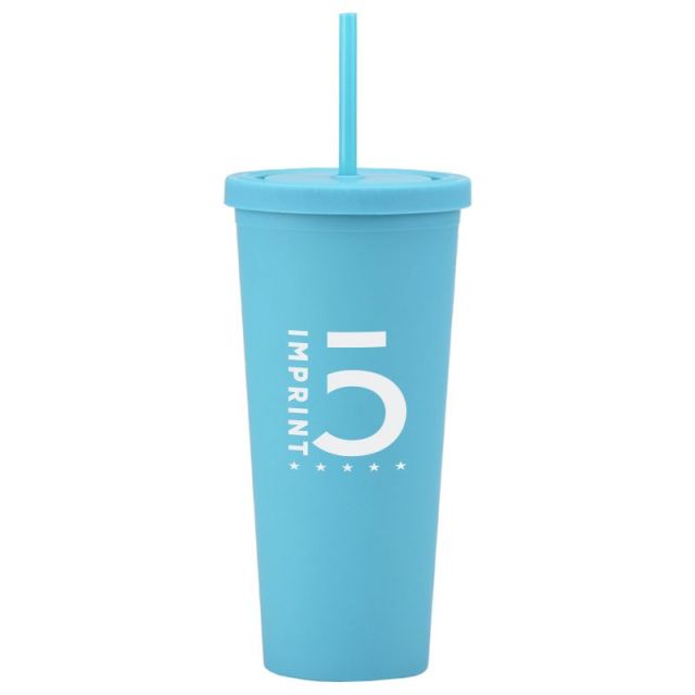Custom Matte Double Wall Tumbler w/ Straw - 24 oz.