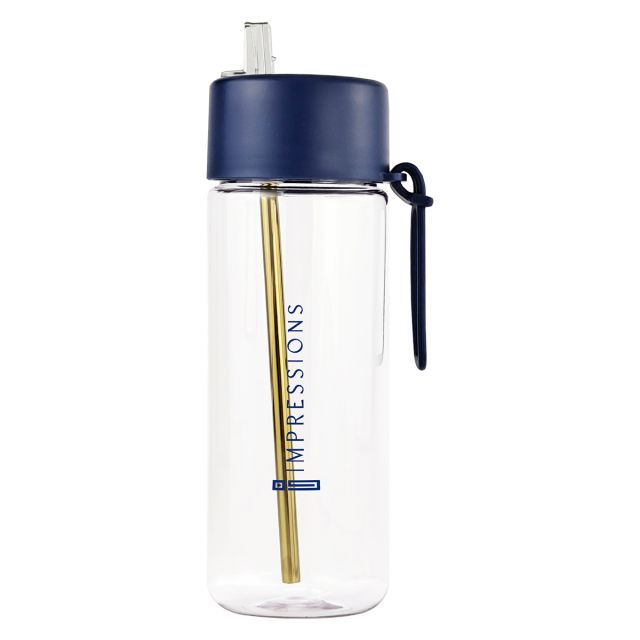 Custom Water Bottle w/ Gold Straw - 25 oz.