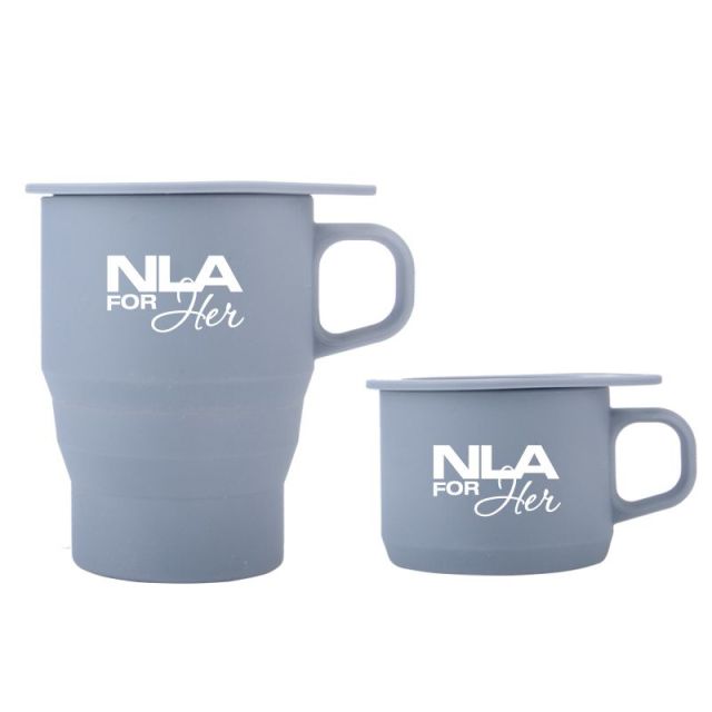 Custom Silicone Collapsible Water Cup w/ Straw - 10 oz.