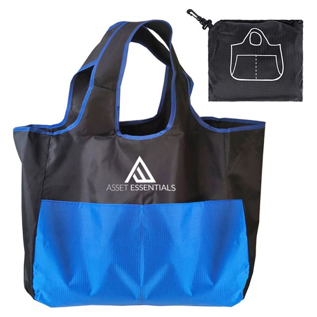 Custom Two-Tone Folding Tote Bag - 16"w x 27"h x 7"d