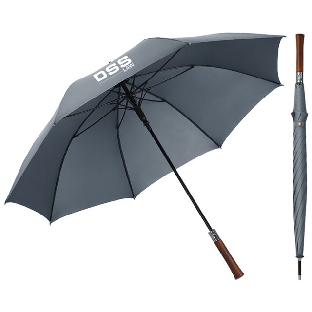Custom Windproof Umbrella w/ Wood Handle - 54"
