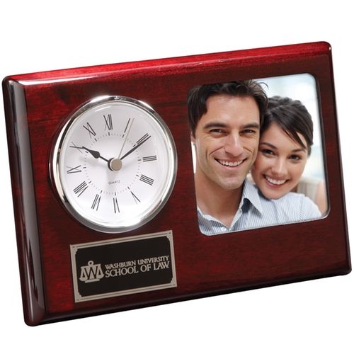 Rosewood Logo Desk Clock and Photo Frame - 3" x 3"