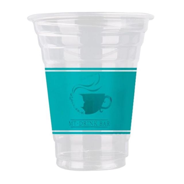 14 oz. Custom Plastic PET Cold Cups (98mm) - 1000 / Case