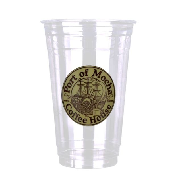 20 oz. Custom Plastic PET Cold Cups (98mm) - 1000 / Case