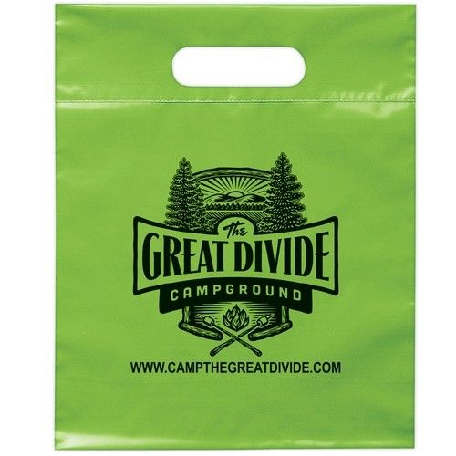 Custom Die Cut Handle Promotional Plastic Bag - 9.5"w x 12"h