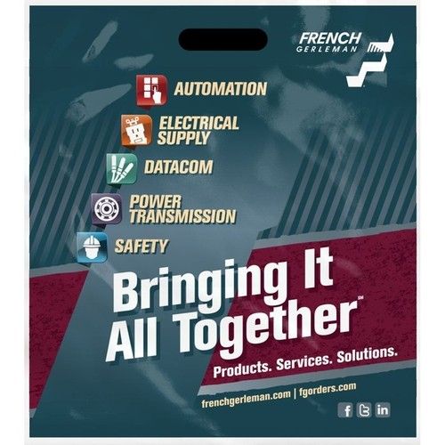 Full Color Take Home Custom Plastic Bags w/ Gusset - 13.5"w x 15"h x 4"d