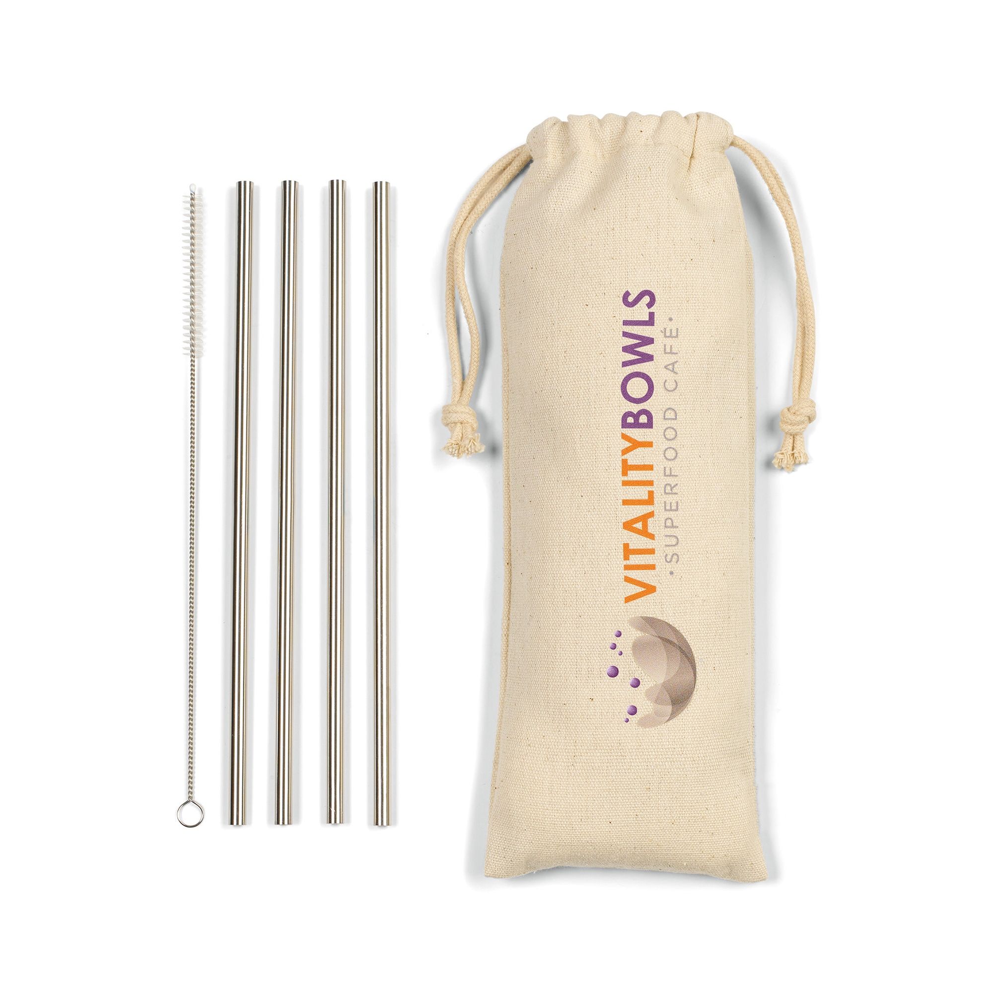 Stainless Steel Straw Set w/ Custom Cotton Pouch