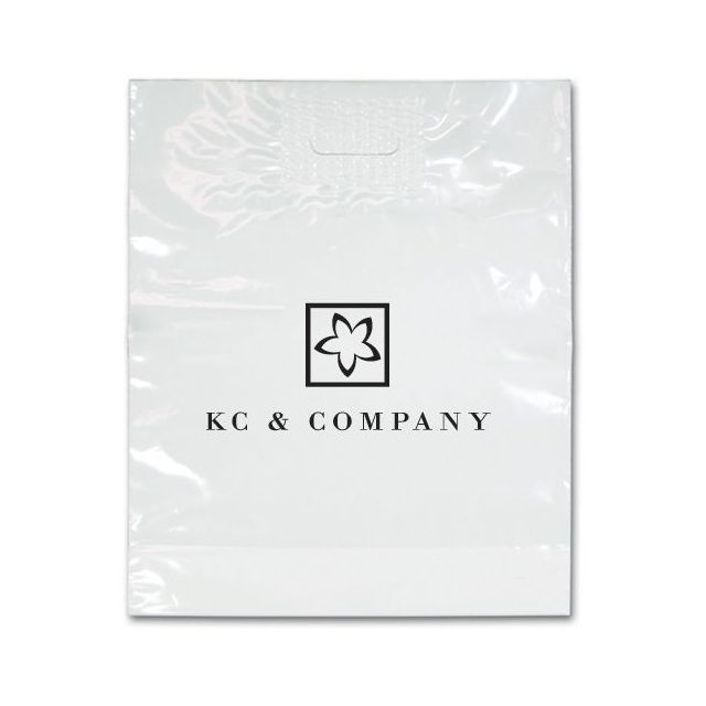 Custom Patch Handle Imprinted Plastic Bags - 13.5"w x 15"h x 4"d