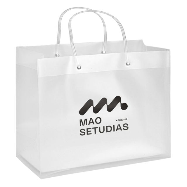 Custom Promotional Frosted Clear Tube Handle Bag - 16"w x 12"h x 6"d