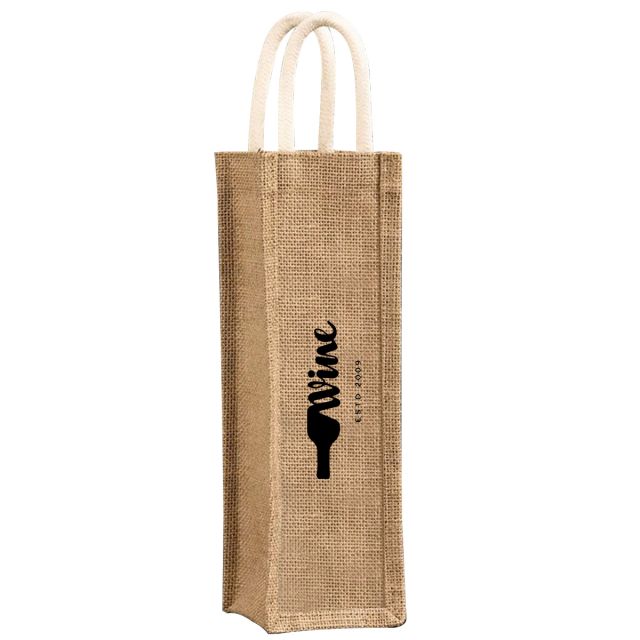Custom Jute Wine Tote - Single