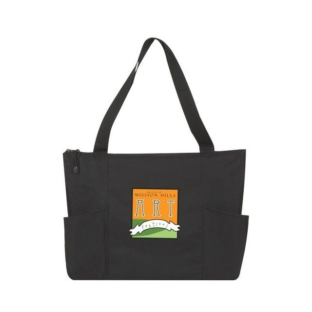 Custom Double Pocket Zippered Logo Tote Bag - 17"w x 14"h x 3"d