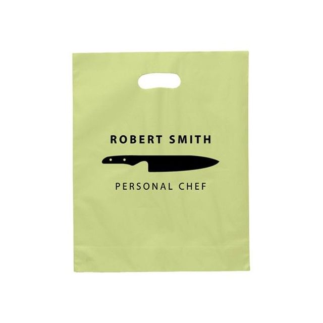 Custom Frosted Die Cut Handle Promotional Plastic Bag - 9.5"w x 14"h