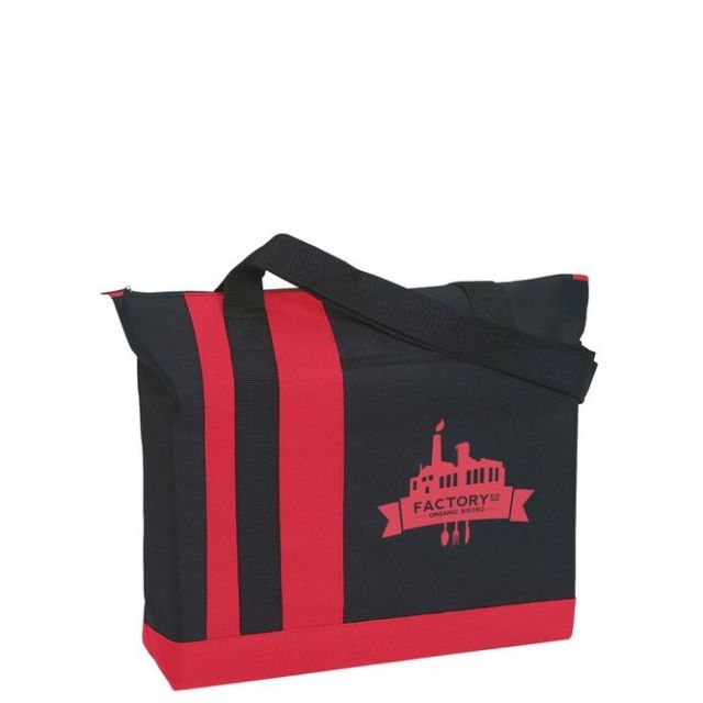 Custom 600D Tri-Band Promotional Tote Bag - 19"w x 14.5"h x 5"d