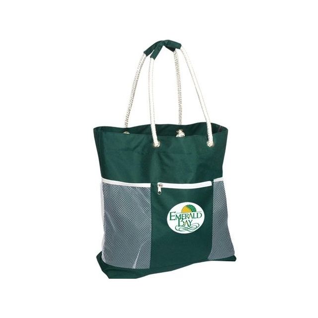 Custom Seaside Rope Handle Promo Jumbo Tote - 21"w x 17.75"h x 5.5"d