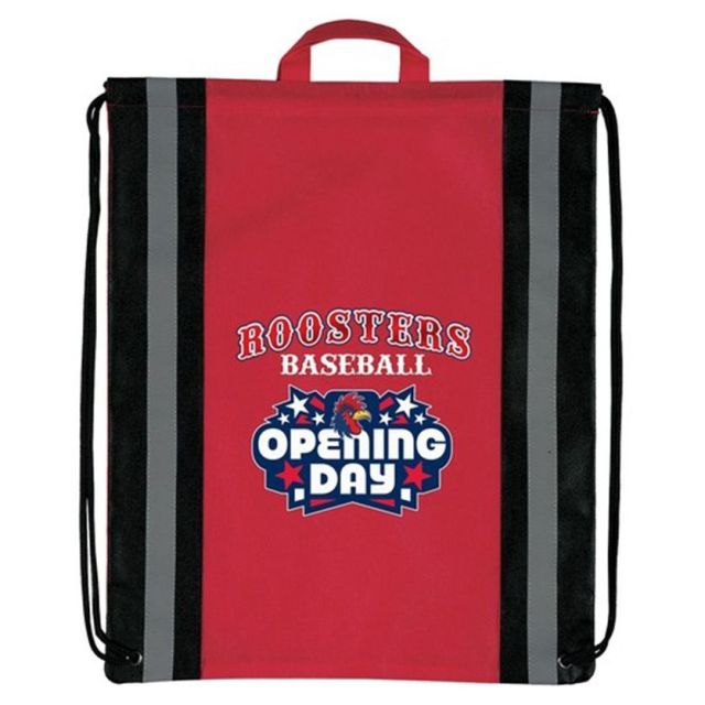 Full Color Reflective Stripe Custom Drawstring Backpack - 16"w x 20"h