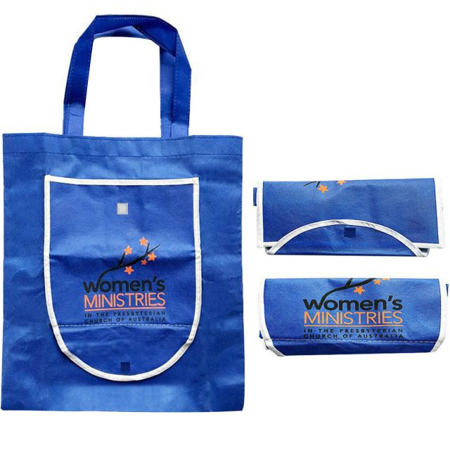 Custom Non-Woven Folding Tote Bags - 14.875"w x 15.75"h