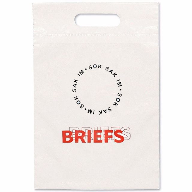 Custom Folded Die Cut Handle Plastic Bag - 9.5"w x 14"h