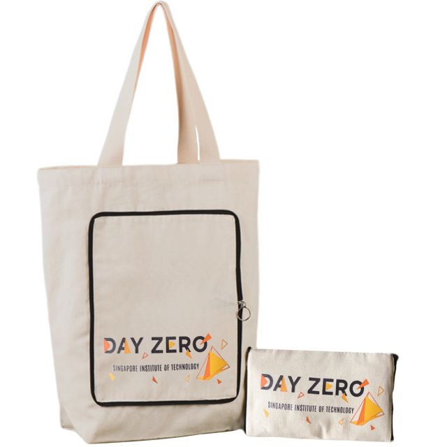 Custom Foldable Canvas Zipper Tote Bag - 12.5"w x 14.5"h x 4"d