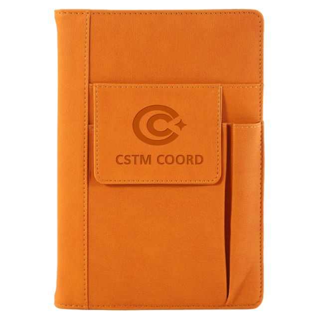Custom A5 PU Leather Notebook w/ Front Pockets
