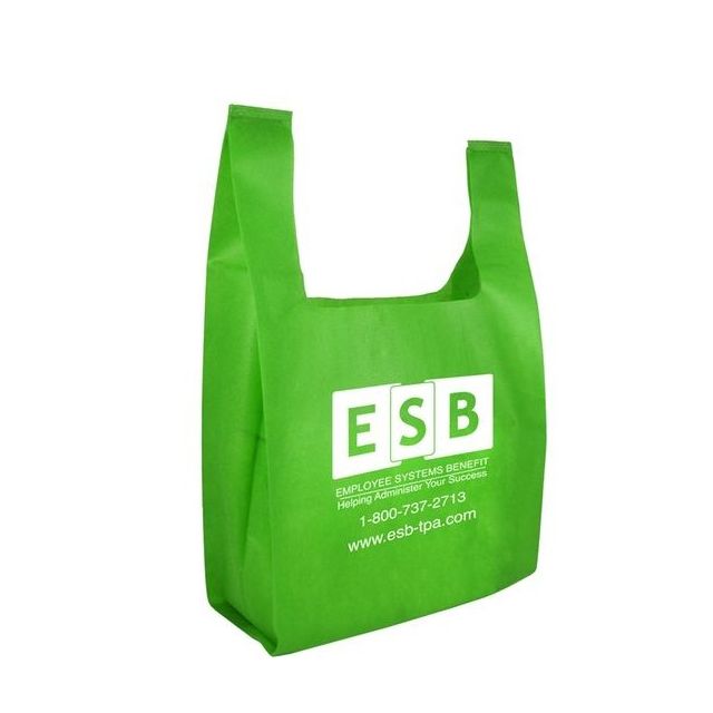 Non-Woven Reusable Custom Grocery Vest Bags - 13"w x 17"h x 7"d