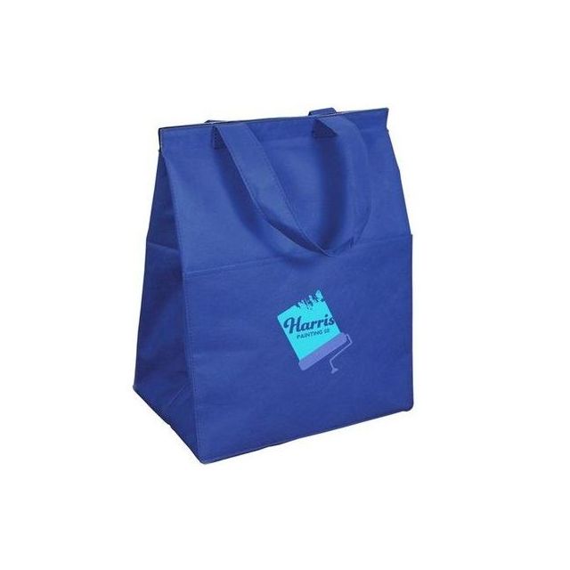 Reusable Insulated Grocery Cooler Custom Tote Bags - 10"w x 14"h x 7.25"d