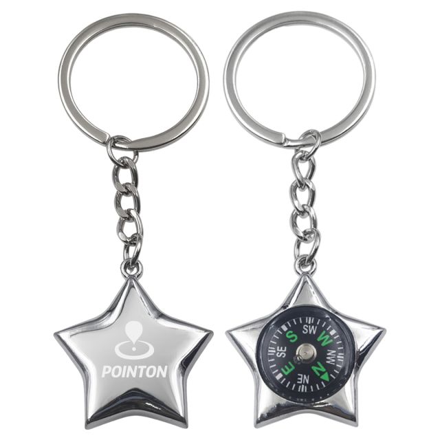 Customized pentagram compass keychain
