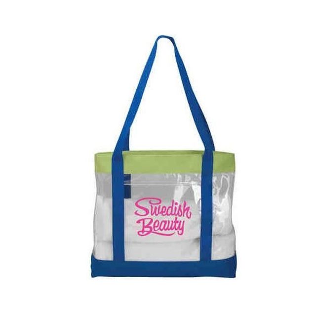 Custom Clear PVC Fashion Personalized Tote Bag - 16"w x 14"h x 4"d