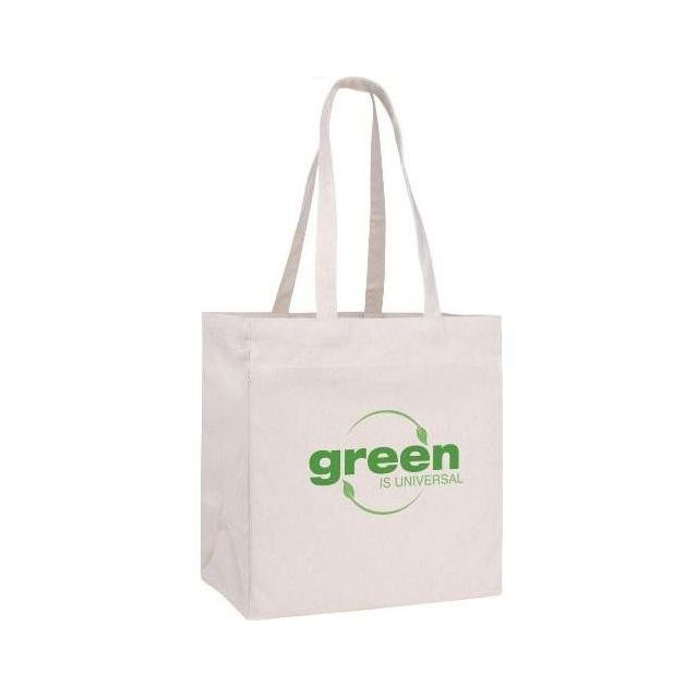 Custom Natural Recycled Cotton Tote - 12.5"w x 14"h x 8.5"d