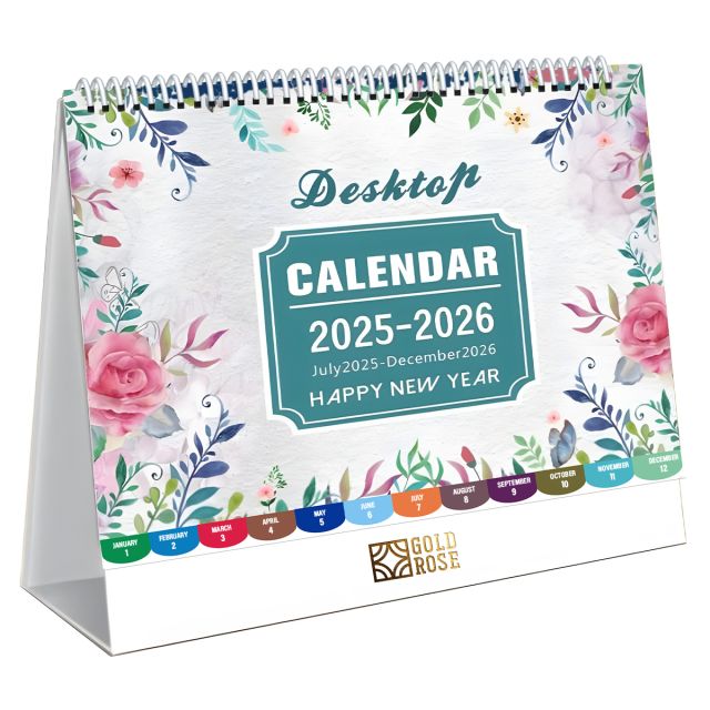 Custom Floral Desk Calendar - 8''w x 8''h