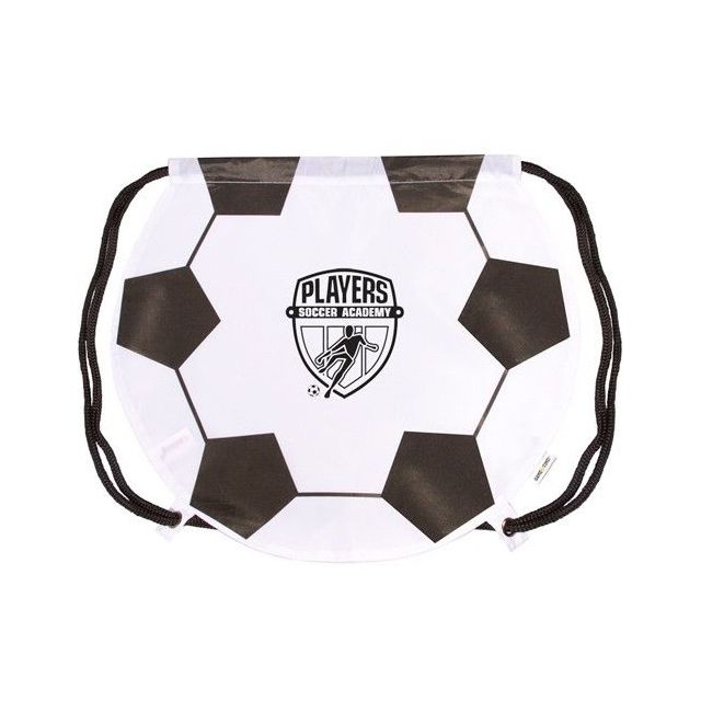 Custom Printed Soccer Ball Drawstring Backpack - 17"w x 14.5"h