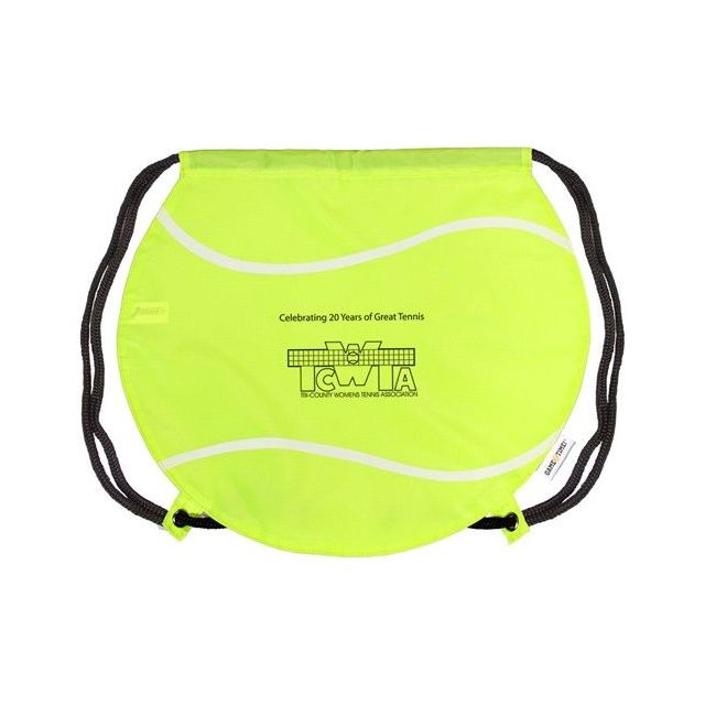 Custom Promotional Tennis Ball Drawstring Backpack - 17"w x 14.5"h