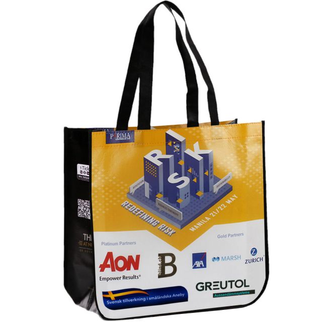 Full Color Custom Laminated PP Woven Tote Bag - 14"w x 14"h x 5"d