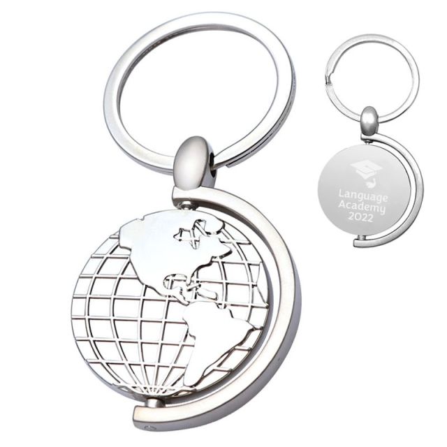 Two-Tone Custom Spinning Globe Keyring