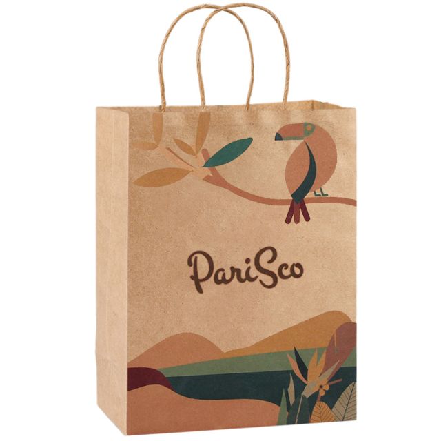 Full Color Custom Kraft Shopping Bag - 7.9''w x 10.6''h x 4.3''d