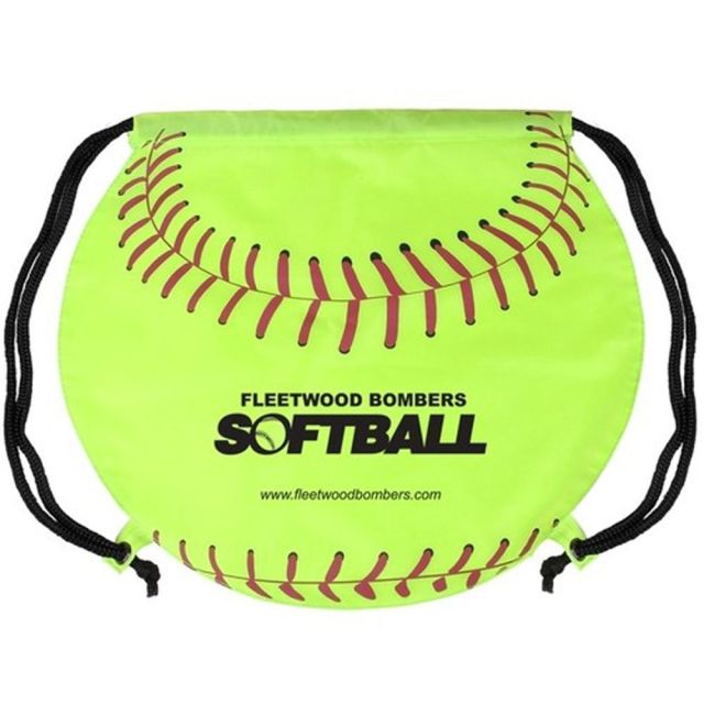 Custom Softball Imprinted Drawstring Backpack - 17"w x 14.5"h
