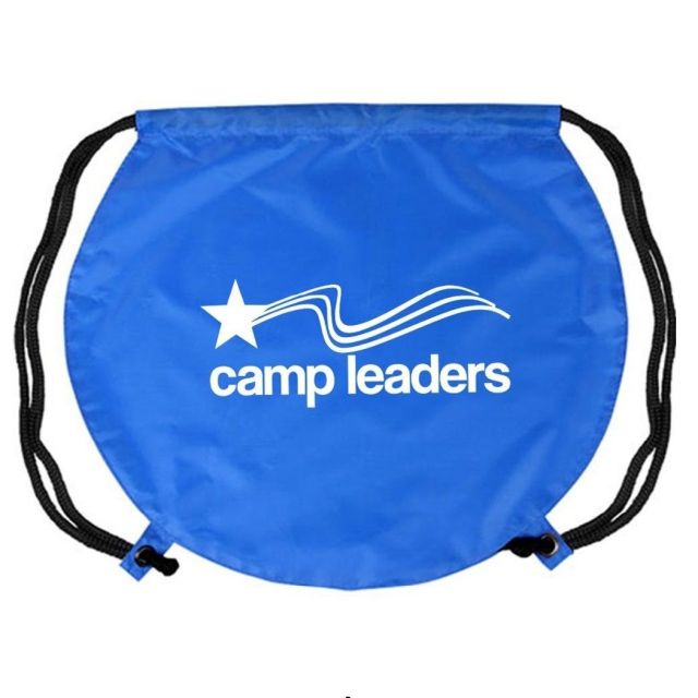 Custom Round Imprinted Dual Drawstring Nylon Backpack - 17"w x 14.5"h