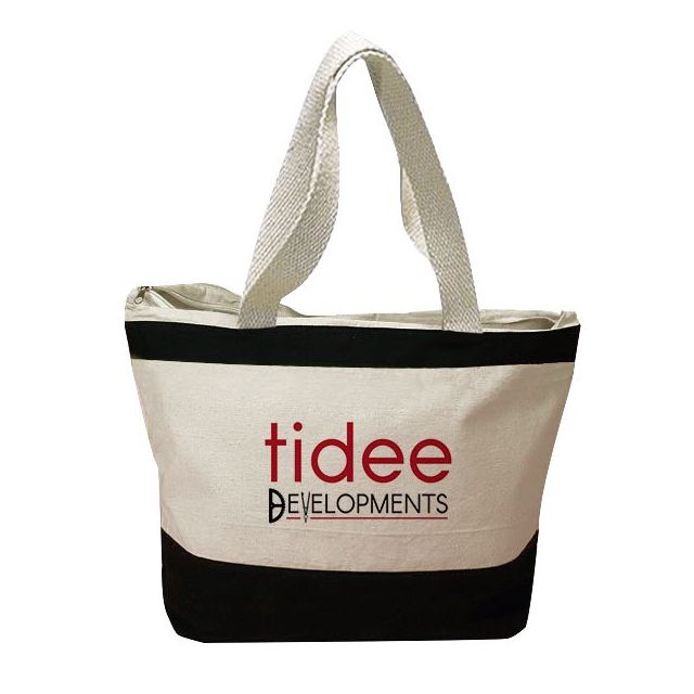 Two-Tone Canvas Custom Tote - 16.75"w x 12.75"h x 5"d