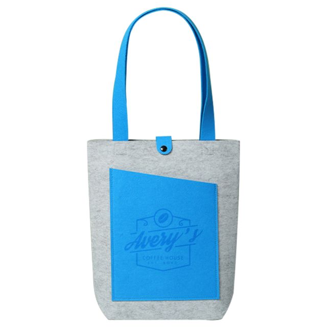 Custom Two-Tone Felt Tote Bag - 11.8"w x 13.8"h x 3"d