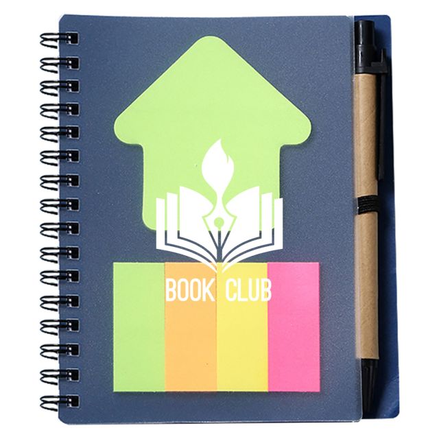 Custom Spiral Notebooks w/ Arrow Shaped Sticky Notes & Pen