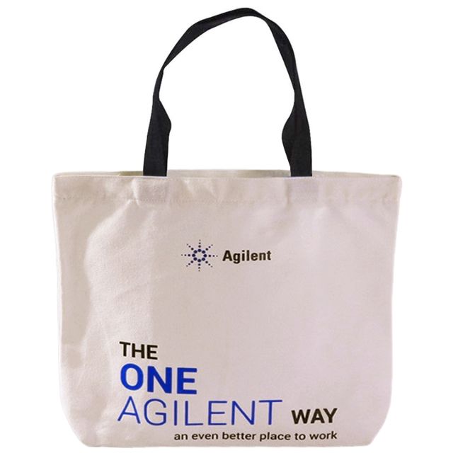 Custom Cotton Canvas Tote w/ Colored Handles - 16"w x 12"h x 3.5"d