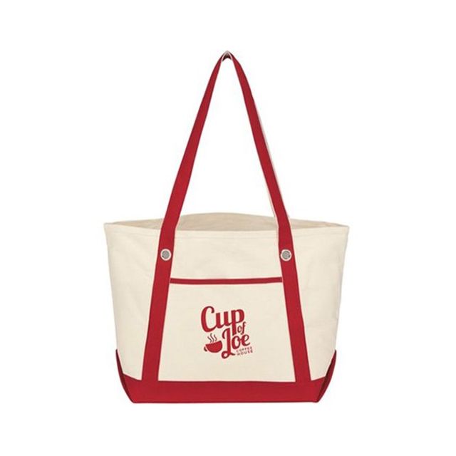 Custom Cotton Canvas Boat Style Logo Tote Bags - 20.5"w x 13"h x 7"d