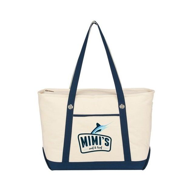 Custom Cotton Canvas Boat Style Logo Tote Bags - 23"w x 14"h x 7"d