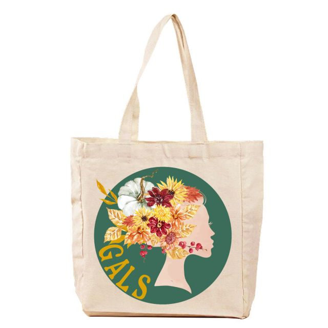 Full Color Custom Cotton Canvas Tote Bag - 11"w x 12"h x 5"d